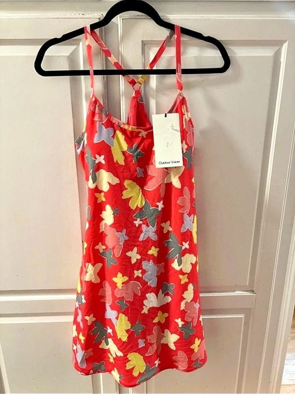 Outdoor Voices The Exercise Dress Floral Mini Dress Red & Green Medium
